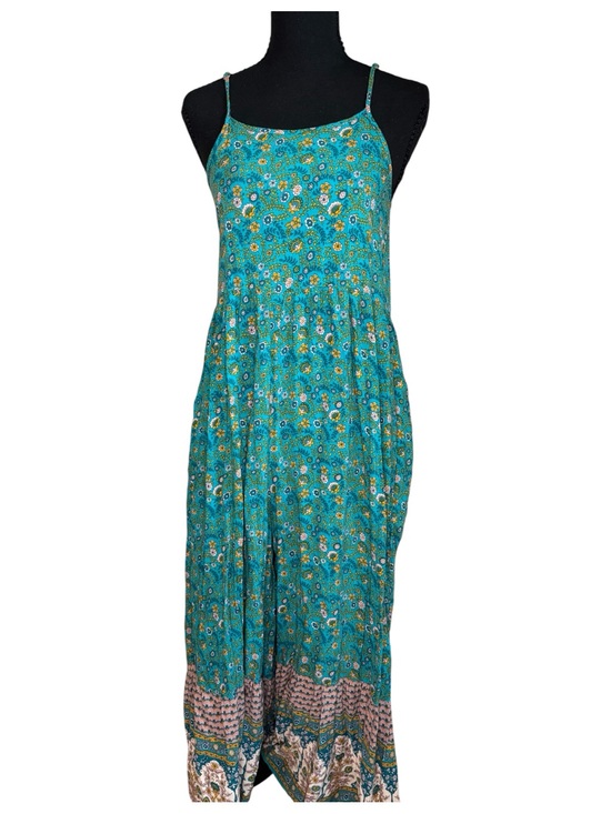 NATURAL LIFE Pants - NATURAL LIFE Teal Floral Spaghetti-Strap Jumpsuit